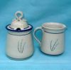 Cream and Sugar Set Lavender w/blue trim