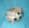 Green Poka-Dot Pig Planter