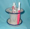 Tooth Brush Holder in Lavender with Blue Trim