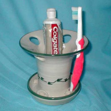 Tooth Brush Holder in Green Leaf